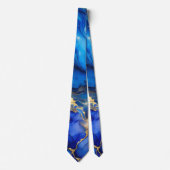 Cravate Agate Veine Or Bleu Océan (Devant)