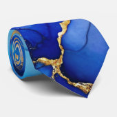 Cravate Agate Veine Or Bleu Océan (Roulé)