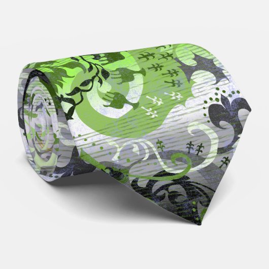 Cravate Agender Dragon Damask - Agender Pride couleurs dra (Roulé)