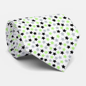 Cravate Agender Pride Stars Vert Gris Noir Blanc (Roulé)