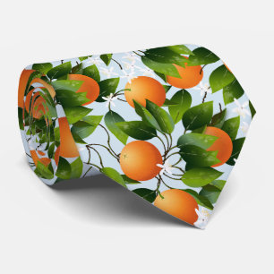 Cravate Agrumes d'oranges floraux