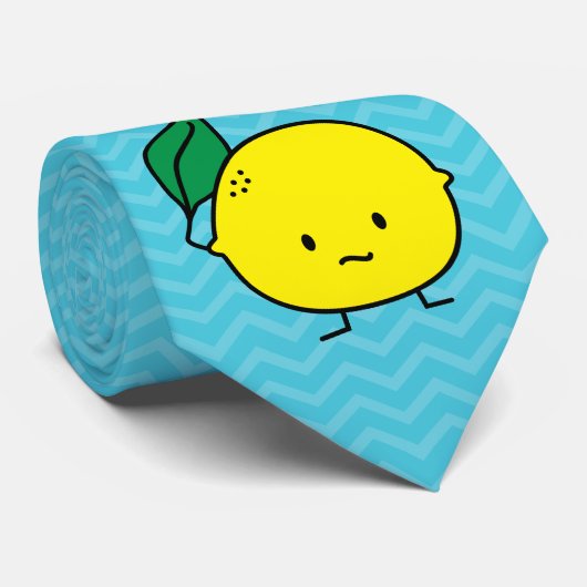 Cravate Agrumes jaunes aigres de feuille de citron lemony (Roulé)