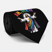 Cravate Ah Men Funny Jesus LGBTQ Gay pride Arc-en-ciel (Roulé)