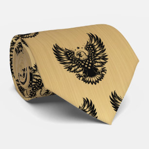 Cravate Aigle américain doré et noir patriotique