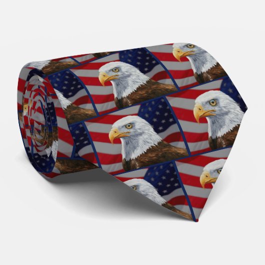 Cravate Aigle et drapeau américains (Roulé)