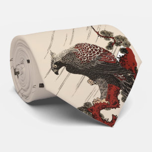 Cravate AigLE SUR LA BRANCHE À PINS DANS LA PLUIE Ukiyoe