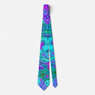 Cravate Aigue-marine et Magenta Cool Retro Liquide Tourbil