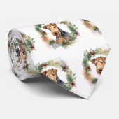 Cravate Airedale Christmas Wreath Festive Pup (Roulé)