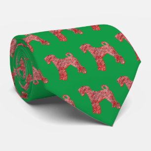 Cravate Airedale Terrier Chien de Noël Silhouette Vert