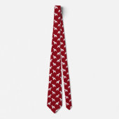 Cravate Airedale Terrier Chien Silhouettes Motif Rouge (Devant)
