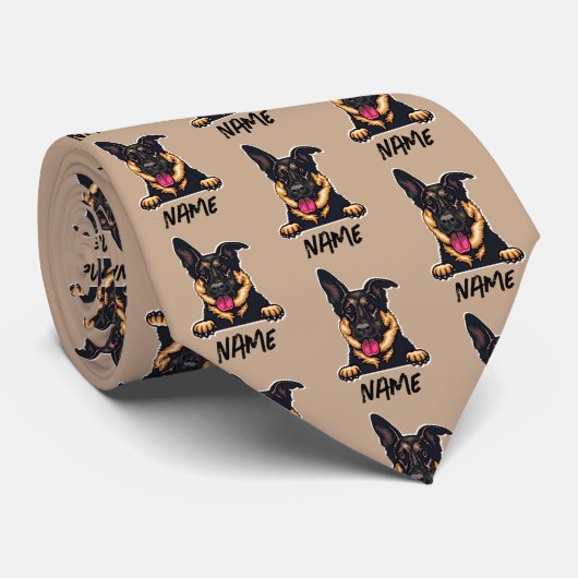 Cravate Ajouter un nom Texte GSD German Shepherd, 1 Ear Do (Roulé)