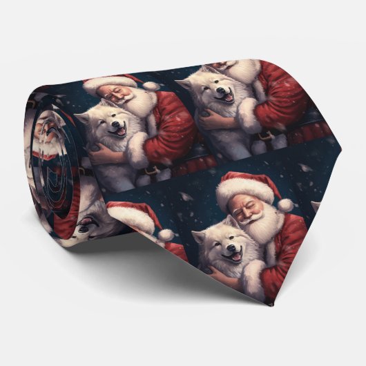 Cravate Akita avec Noël du Père Noël (Roulé)