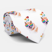 Cravate Akita Chien avec Coeurs Saint Valentin (Roulé)