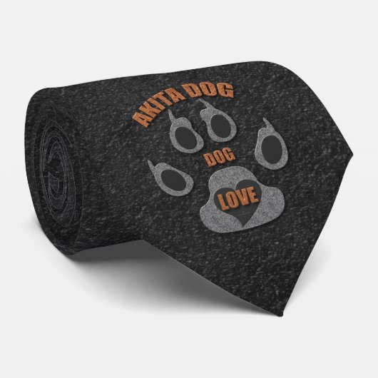 Cravate Akita Chien race Grey et Paw Brown (Roulé)