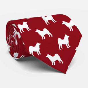 Cravate Akita Chien race Silhouettes Motif Rouge et blanc