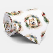 Cravate Akita Christmas Wreath Festive Pup (Roulé)