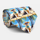 Cravate Akita sur la plage, cadeau d'été pour les amoureux (Roulé)