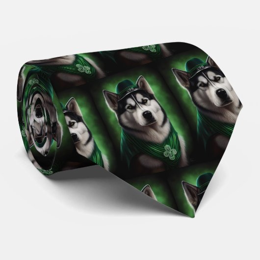Cravate Alaskan Malamute chien en robe de fête St. Patrick (Roulé)
