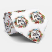 Cravate Alaskan Malamute Festive de la couronne de Noël (Roulé)