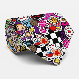 Cravate Alice Wonderland Mad Hatter Cat Doodle
