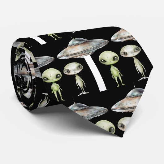 Cravate Alien et vaisseau spatial (Roulé)