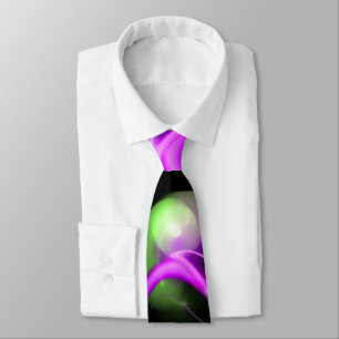 Cravate ALIEN PEARL Purple Green Fractal perles en noir