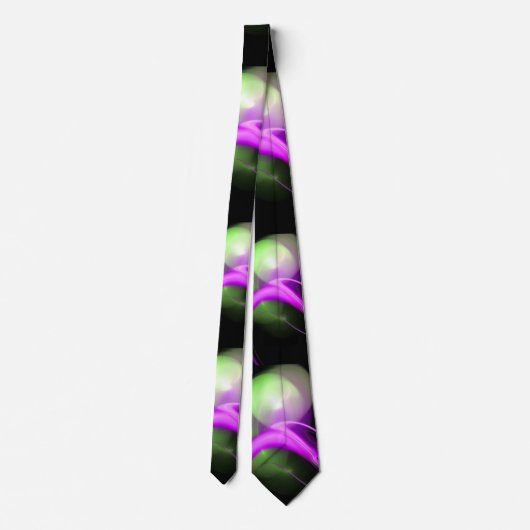 Cravate ALIEN PEARL Purple Green Fractal perles en noir (Dos)