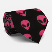 Cravate Alien rose et noir (Roulé)