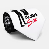 Cravate Alien Sax, musicien extraterrestre (Roulé)