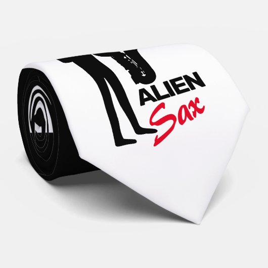 Cravate Alien Sax, musicien extraterrestre (Roulé)