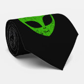 Cravate alien vert tête pour science-fiction extraterrestr (Roulé)
