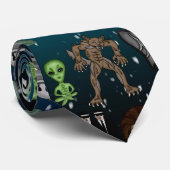 Cravate Aliens OVNI Chupacabra Bigfoot Cryptids (Roulé)