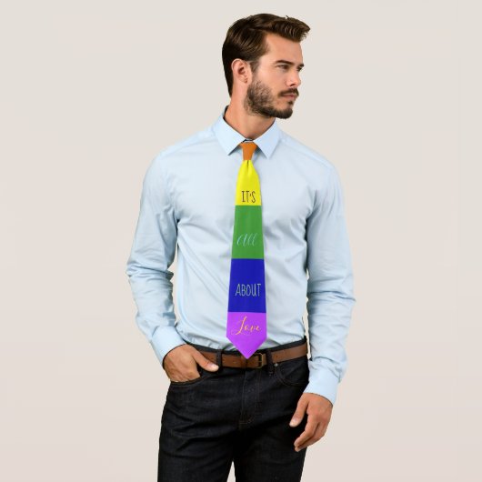 Cravate All about Love, LGBT Rainbow Flag Neck Tie (En situation)