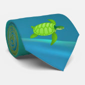 Cravate allez avec la mer écoulement-Verte turtle-2 (Roulé)