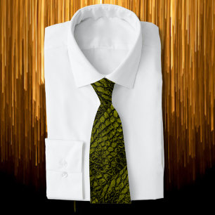 Cravate Alligator Couleur or Faux Cuir
