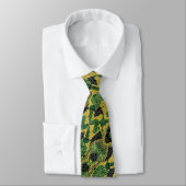 Cravate Alligator Crocodile Dragon Cuir Vert Jaune (Attaché)