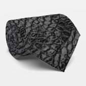 Cravate Alligator noir Faux cuir ・ double face (Roulé)
