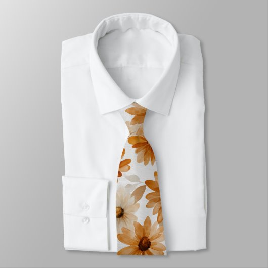 Cravate Almond Daisies Watercolor Pattern (Attaché)