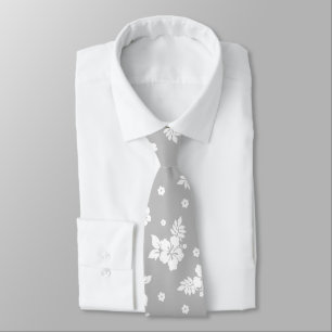 Cravate Aloha Gray Classic Hawaï Motif sans fil
