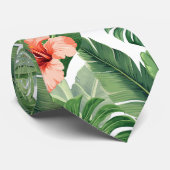 Cravate Aloha hawaïen porte une feuille de fleurs tropical (Roulé)