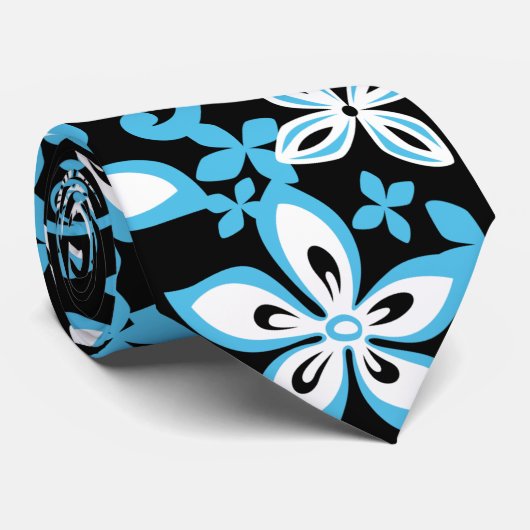 CRAVATE ALOHA HAWAII (NOIR/BLEU) (Roulé)