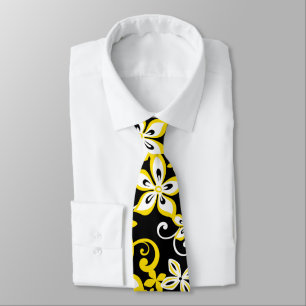 CRAVATE ALOHA HAWAII (NOIR/JAUNE)