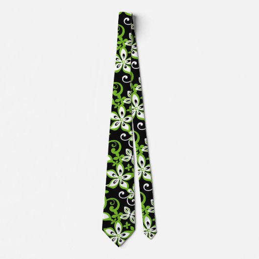CRAVATE ALOHA HAWAII (NOIR/LIME) (Devant)