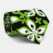 CRAVATE ALOHA HAWAII (NOIR/LIME) (Roulé)