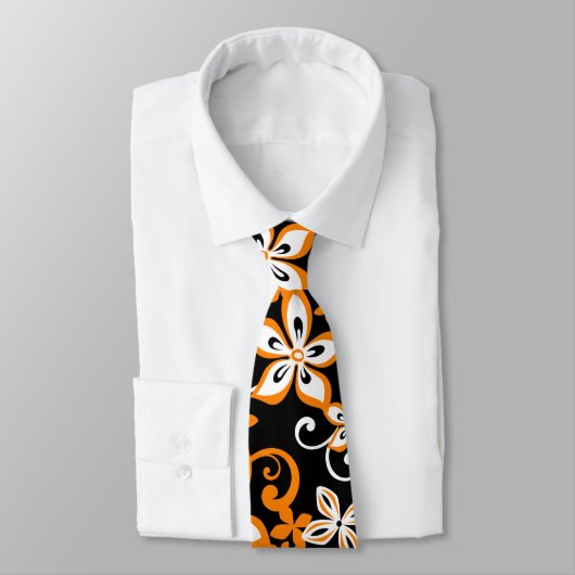 CRAVATE ALOHA HAWAII (NOIR/ORANGE) (Attaché)