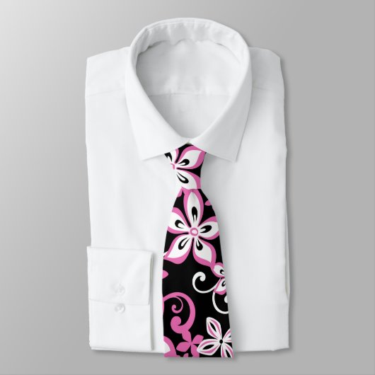 CRAVATE ALOHA HAWAII (NOIR/ROSE) (Attaché)