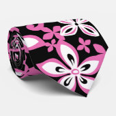 CRAVATE ALOHA HAWAII (NOIR/ROSE) (Roulé)