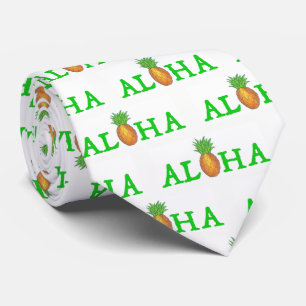 Cravate ALOHA Hawaiian Tropical Island Pineappy Imprimer