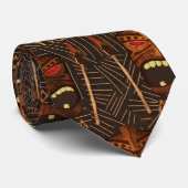 Cravate Aloha Vintage Bois Tiki Masque Tropical Vintage (Roulé)