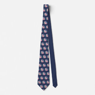 Cravate Alpaga rose, llama feuilles tropicaux et fleurs de